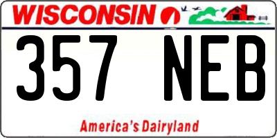 WI license plate 357NEB