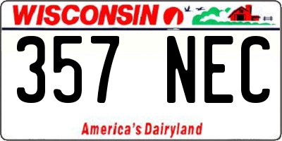 WI license plate 357NEC
