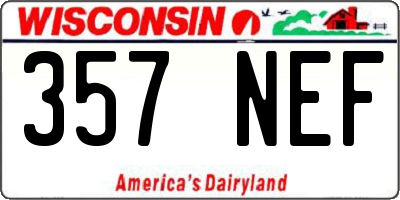 WI license plate 357NEF