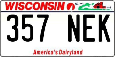WI license plate 357NEK