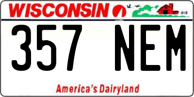 WI license plate 357NEM