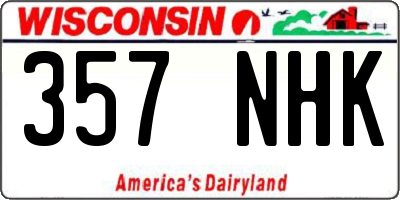 WI license plate 357NHK