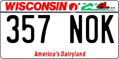 WI license plate 357NOK
