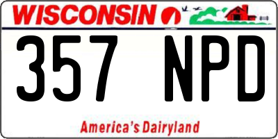 WI license plate 357NPD