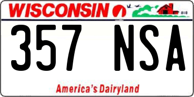 WI license plate 357NSA