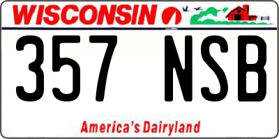 WI license plate 357NSB