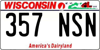 WI license plate 357NSN