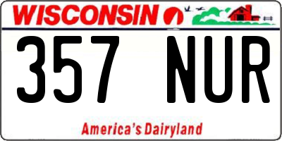 WI license plate 357NUR