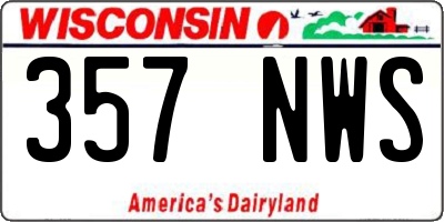 WI license plate 357NWS