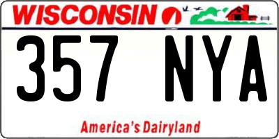 WI license plate 357NYA