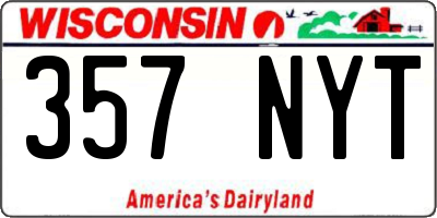WI license plate 357NYT