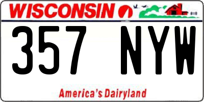 WI license plate 357NYW