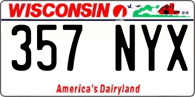 WI license plate 357NYX