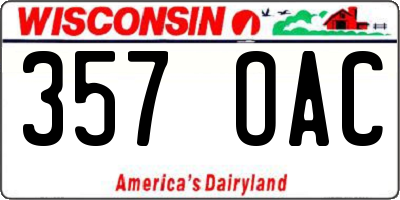 WI license plate 357OAC