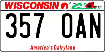 WI license plate 357OAN