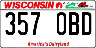 WI license plate 357OBD