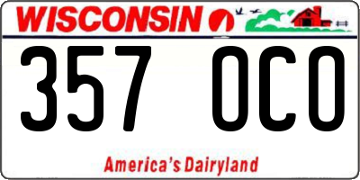 WI license plate 357OCO