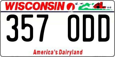 WI license plate 357ODD