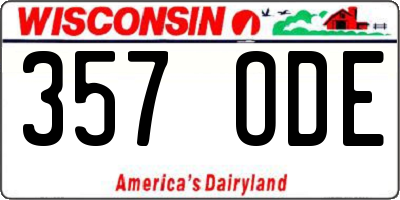 WI license plate 357ODE