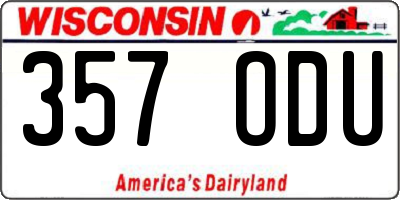 WI license plate 357ODU