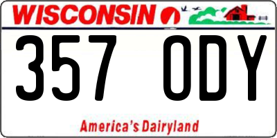 WI license plate 357ODY