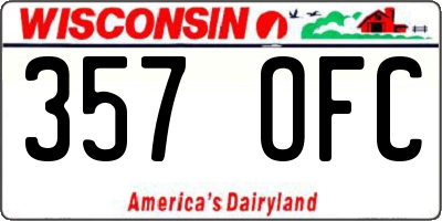 WI license plate 357OFC