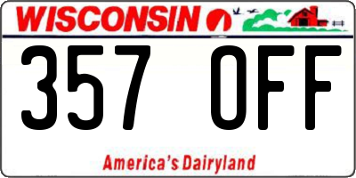 WI license plate 357OFF