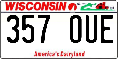 WI license plate 357OUE