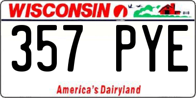 WI license plate 357PYE