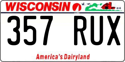 WI license plate 357RUX