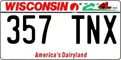 WI license plate 357TNX