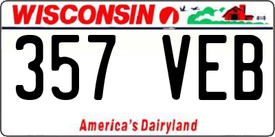 WI license plate 357VEB