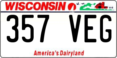 WI license plate 357VEG
