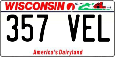 WI license plate 357VEL