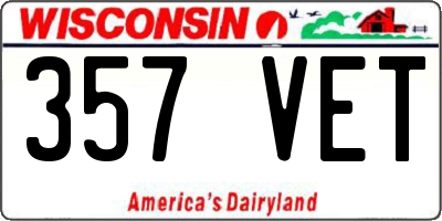 WI license plate 357VET