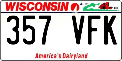 WI license plate 357VFK