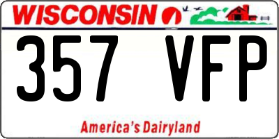 WI license plate 357VFP