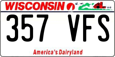 WI license plate 357VFS