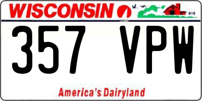 WI license plate 357VPW