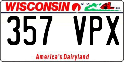 WI license plate 357VPX