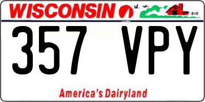 WI license plate 357VPY