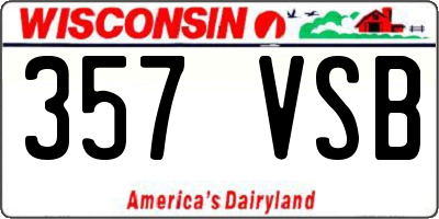 WI license plate 357VSB