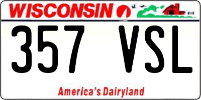 WI license plate 357VSL
