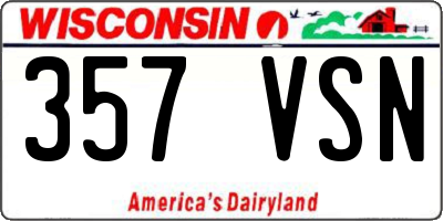 WI license plate 357VSN