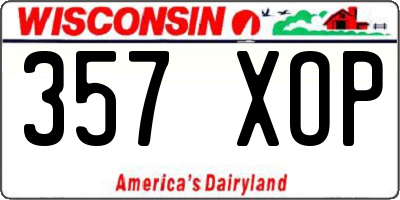 WI license plate 357XOP