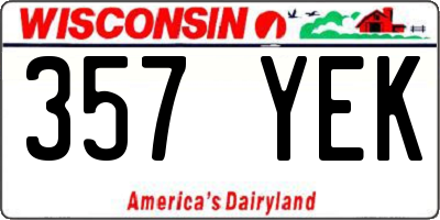WI license plate 357YEK