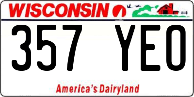 WI license plate 357YEO