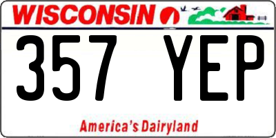 WI license plate 357YEP
