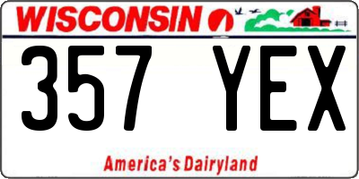 WI license plate 357YEX