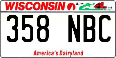 WI license plate 358NBC